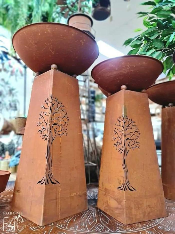 2Pc Set Rusted Tree Of Life Firebowls  |  Planters & Vases Planters & Vases Planters & Vases