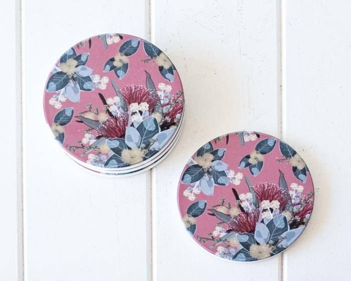 4Pc Florals Ceramic Coasters – Blush  |  Coasters Coasters Coasters