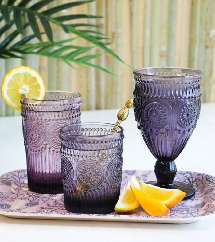 4Pc Lilac Purple Tall Glass Tumblers  |  Glassware Glassware Glassware