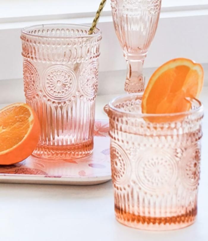 4Pc Peach Orange Tall Glass Tumblers  |  Glassware Glassware Glassware