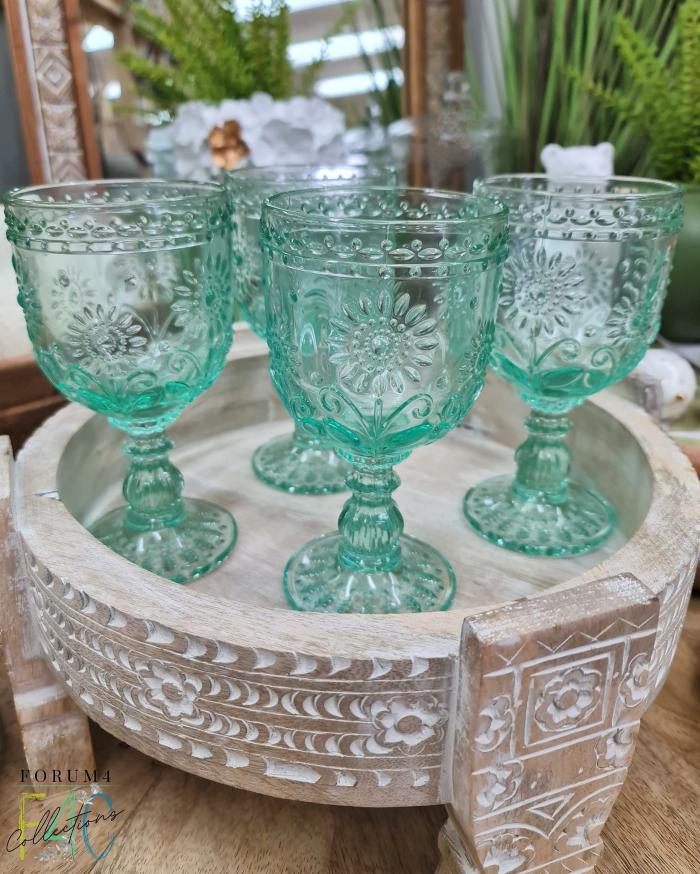 4Pc Set Garden Mint Wine Glasses  |  Glassware Glassware Glassware