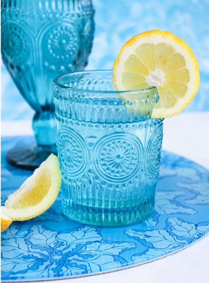 4Pc Short Aqua Glass Tumblers  |  Glassware Glassware Glassware