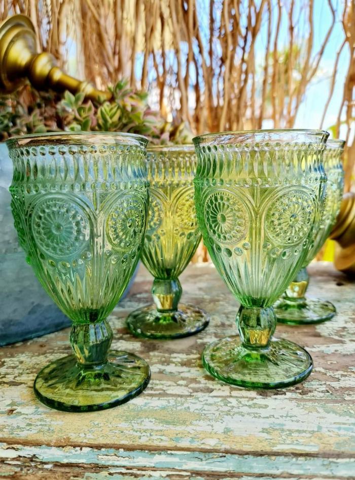 4Pc Vintage Soft Green Wine Glass Set  |  Glassware Catering & Tableware Catering & Tableware