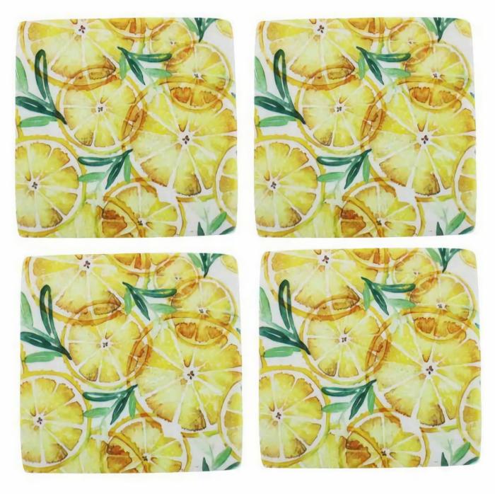 4Pc Zesty Lemons Resin Coaster Set  |  Coasters Coasters Coasters