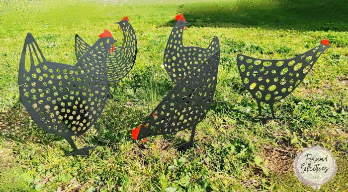 5Pc Metal Hen / Chickens Garden Stakes  |  Chickens Chickens Chickens