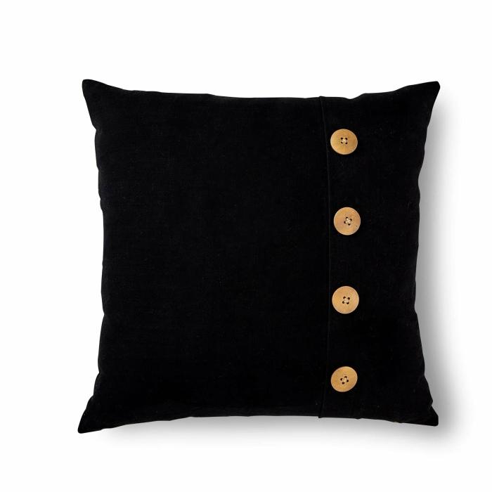 Bailey Button Cushion 50Cm – Black  |  Cushions Cushions Cushions