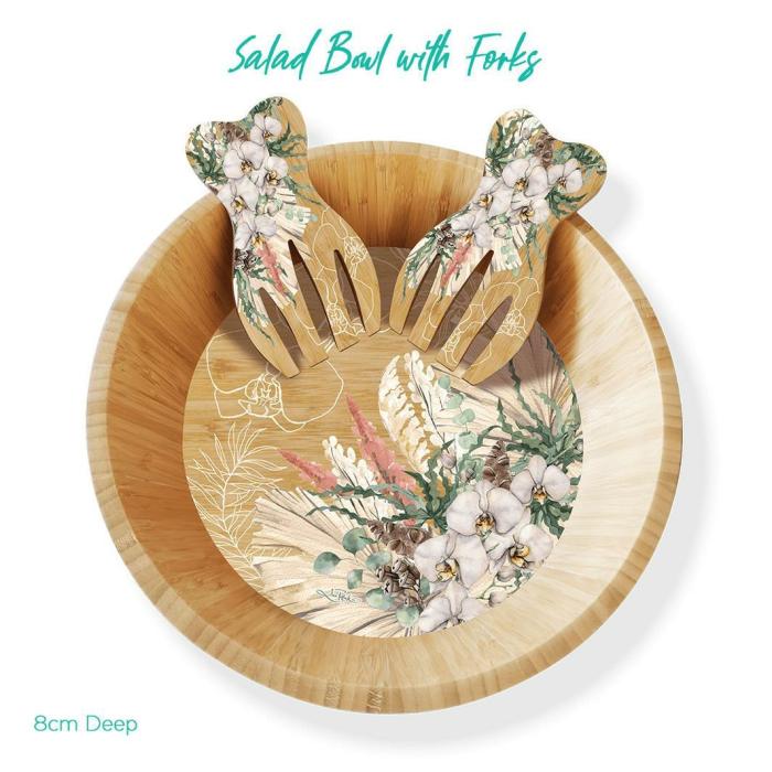 Bamboo Salad Bowl With Forks – Vanilla Dreams  |  Trays Bowls Catering & Tableware Catering & Tableware