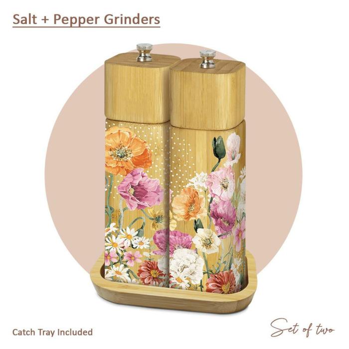 Bamboo Salt & Pepper Grinders – Summer Poppies  |  Catering & Tableware Catering & Tableware Catering & Tableware