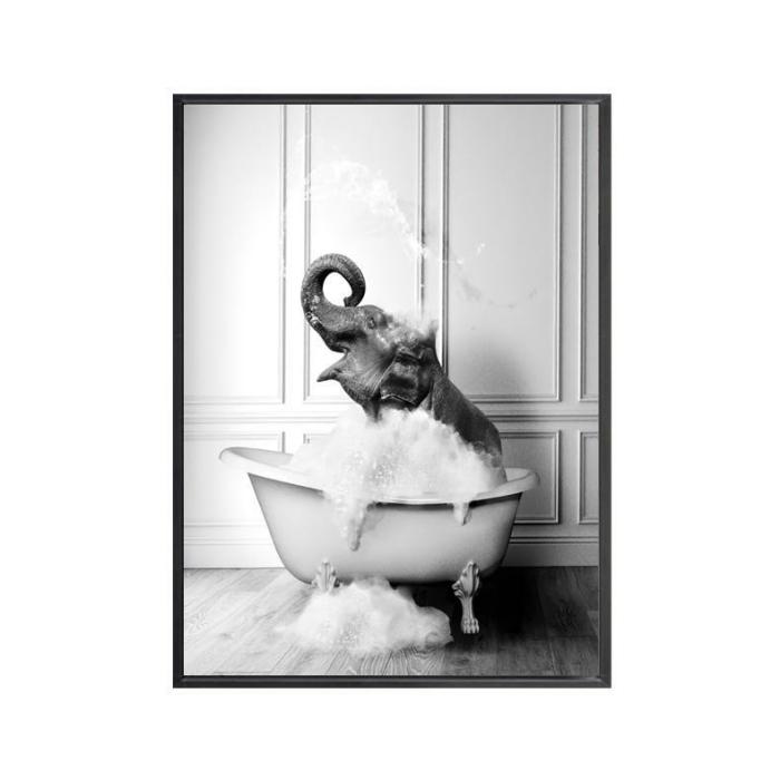 Black & White Art Series – Framed Canvas Art – Elephant Bath Time  |  Framed Wall Canvas Art Framed Wall Canvas Art Framed Wall Canvas Art