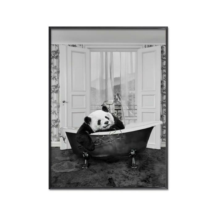 Black & White Art Series – Framed Canvas Art – Panda Bath Time  |  Framed Wall Canvas Art Framed Wall Canvas Art Framed Wall Canvas Art