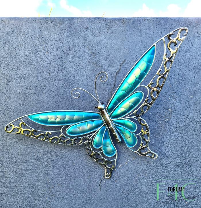 Blue Heaven Large Butterfly Metal Decor  |  Outdoor Wall Art Garden Creatures Garden Creatures