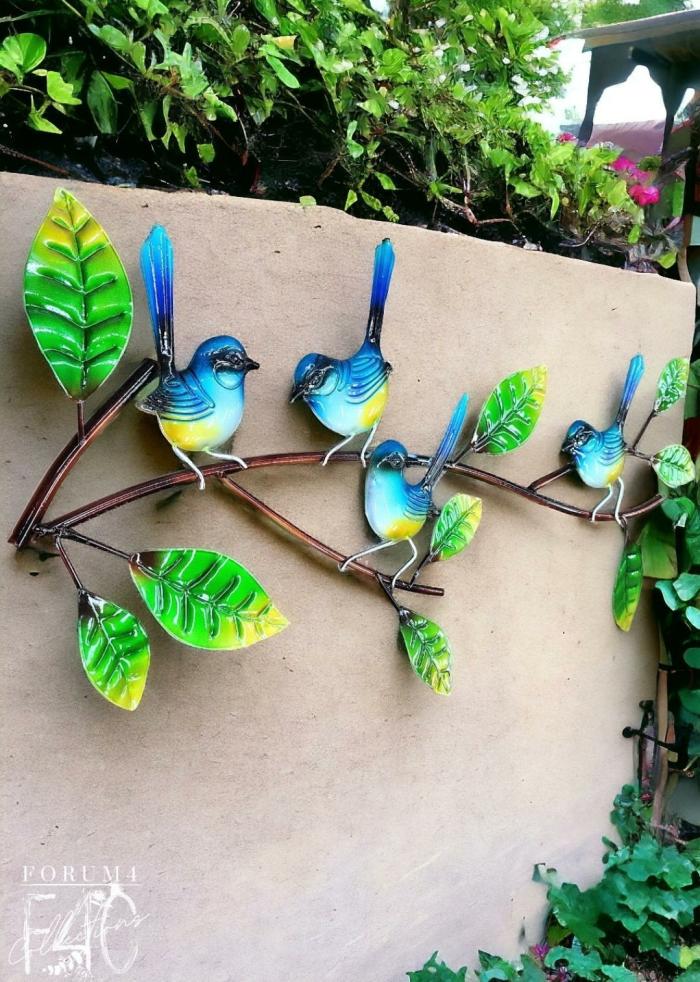 Blue Wren Branch  |  Outdoor Wall Art Garden Creatures Garden Creatures