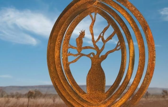 Boab Tree Cockatoo – Weathering Steel Wind Whirl Spinner  |  Wind Whirl Spinners Outdoor Gardenwares Wind Whirl Spinners