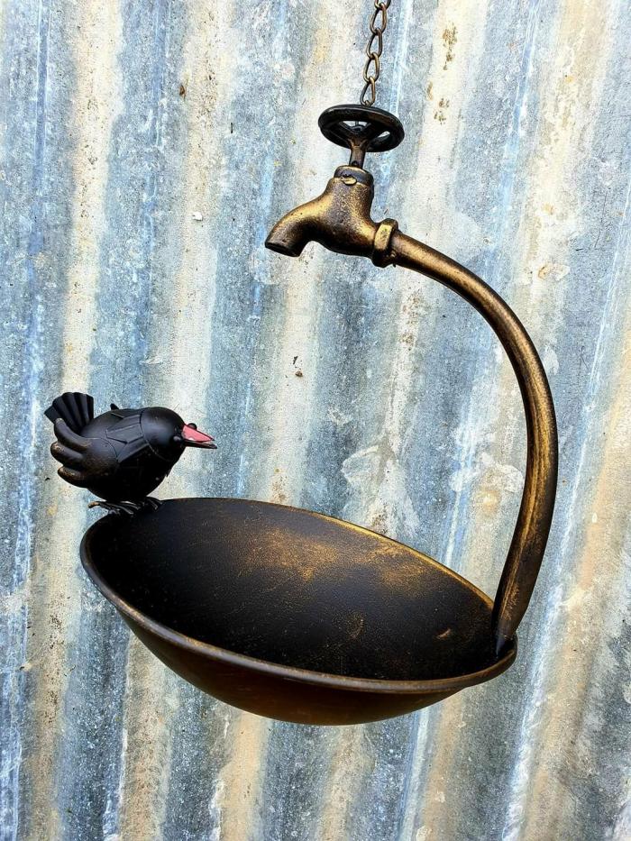 Bronzed Metal Tap Bird Feeder  |  Hanging Garden Accessories Bird Feeders Bird Feeders