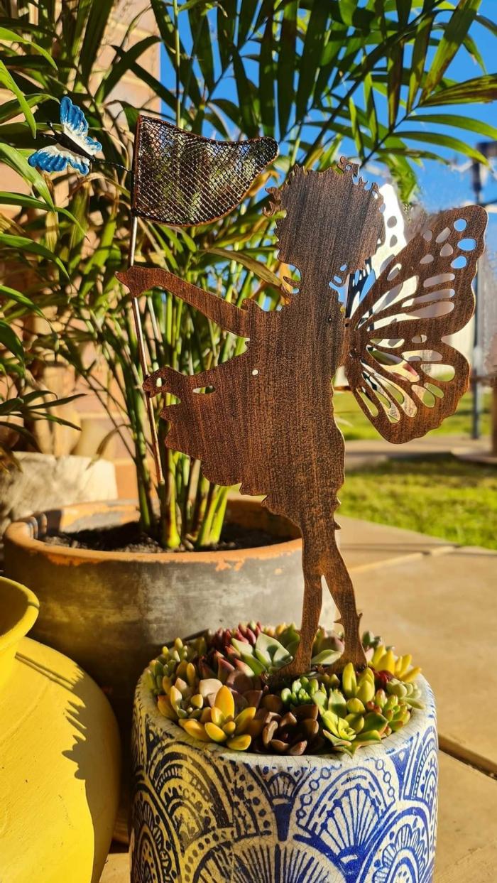 Butterfly Catcher Fairy Garden Stake  |  Garden Stakes Fairy Garden Fairy Garden