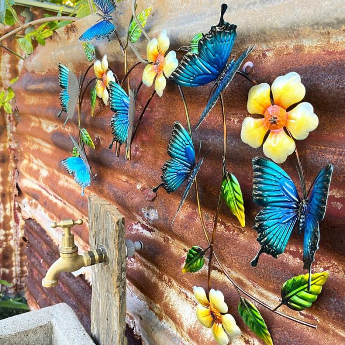 Butterfly Posy Bouquet – Blue  |  Outdoor Wall Art Garden Creatures Garden Creatures