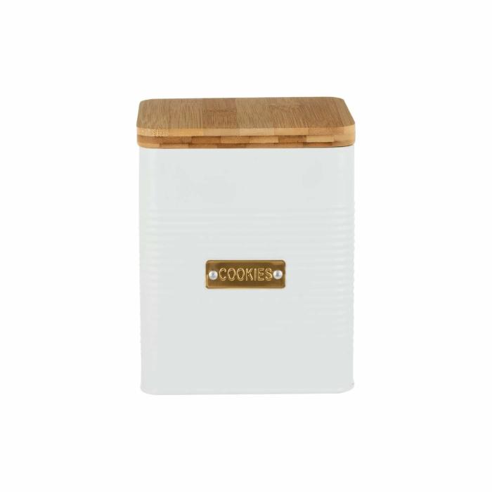 Canister – Cookie – 2.5L – White Square Corrugated Metal  |  Canisters Canisters Canisters