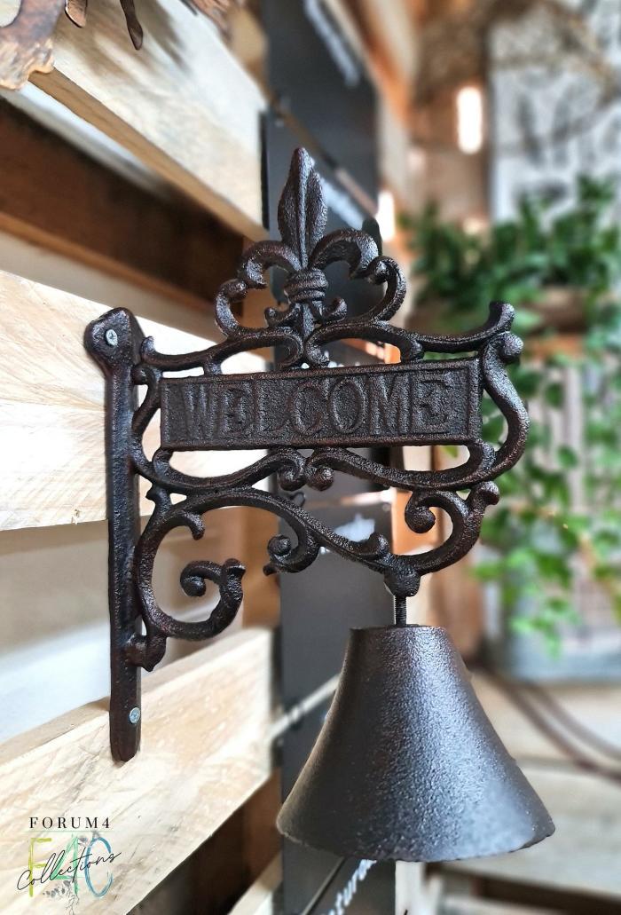 Cast Iron French Fleur Di Lis Welcome Door Bell  |  Cast Iron Cast Iron Cast Iron