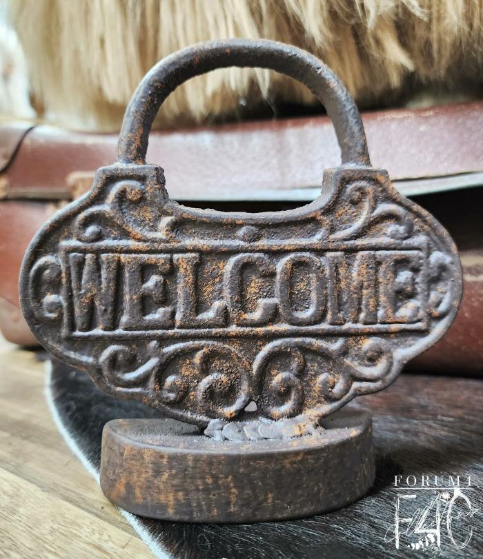 Cast Iron Metal Vintage Welcome Lock Door Stop  |  Cast Iron Cast Iron Cast Iron