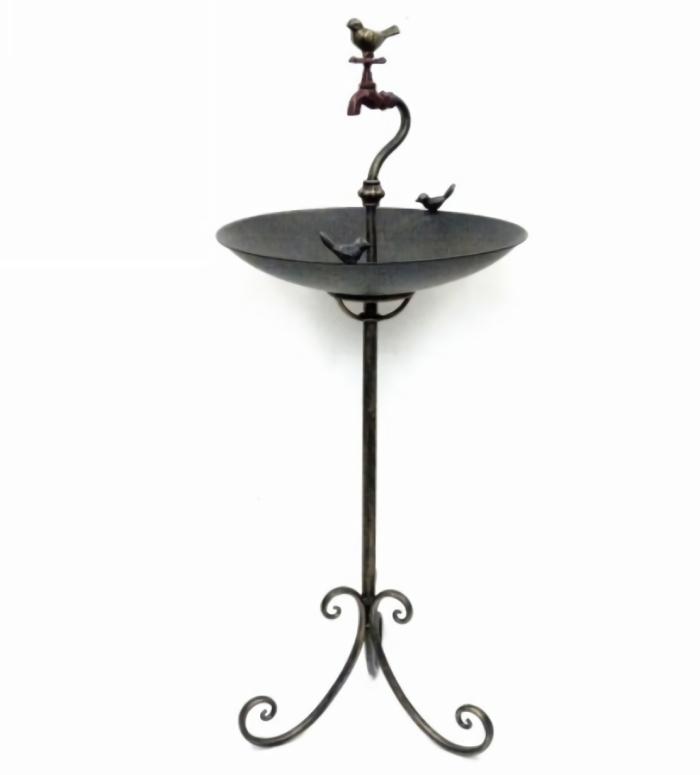 Cast Iron Ornate Birds On A Tap Bird Feeder / Bath  |  Cast Iron Cast Iron Cast Iron