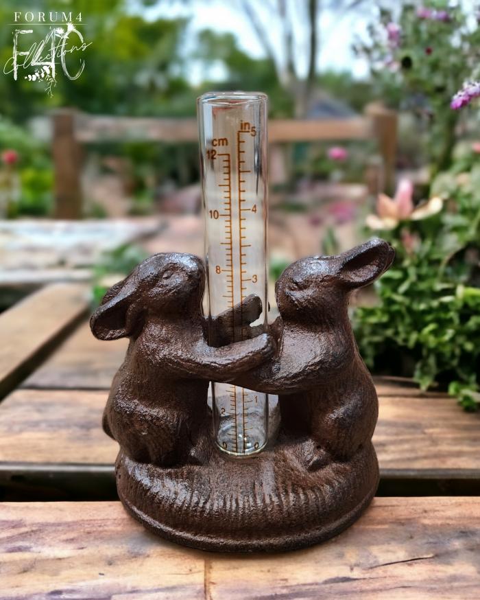 Cast Iron Sweet Rabbits Rain Gauge  |  Cast Iron Cast Iron Cast Iron