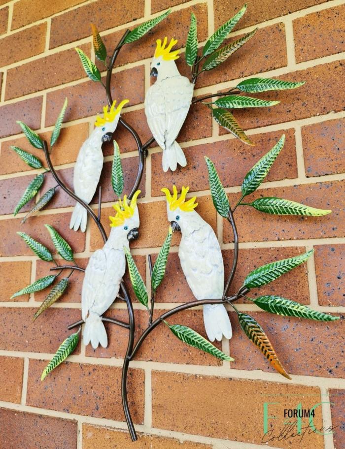 Cockatoos On A Tree – Metal Wall Decor  |  Outdoor Wall Art Garden Creatures Garden Creatures