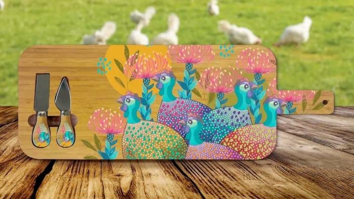 Colourful Guinea Fowls – Bamboo Serving Platter  |  Catering & Tableware Catering & Tableware Catering & Tableware