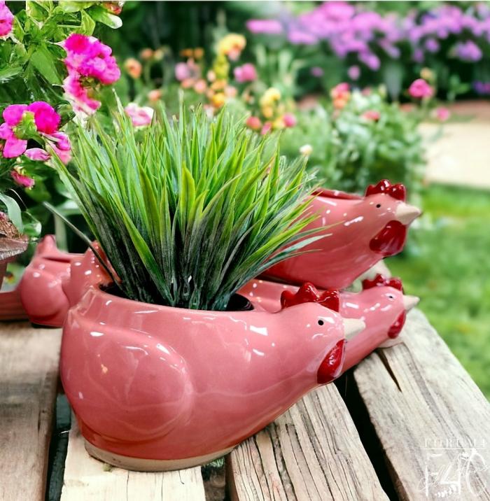 Cool Chicken Planter Pink  |  Chickens Chickens Chickens