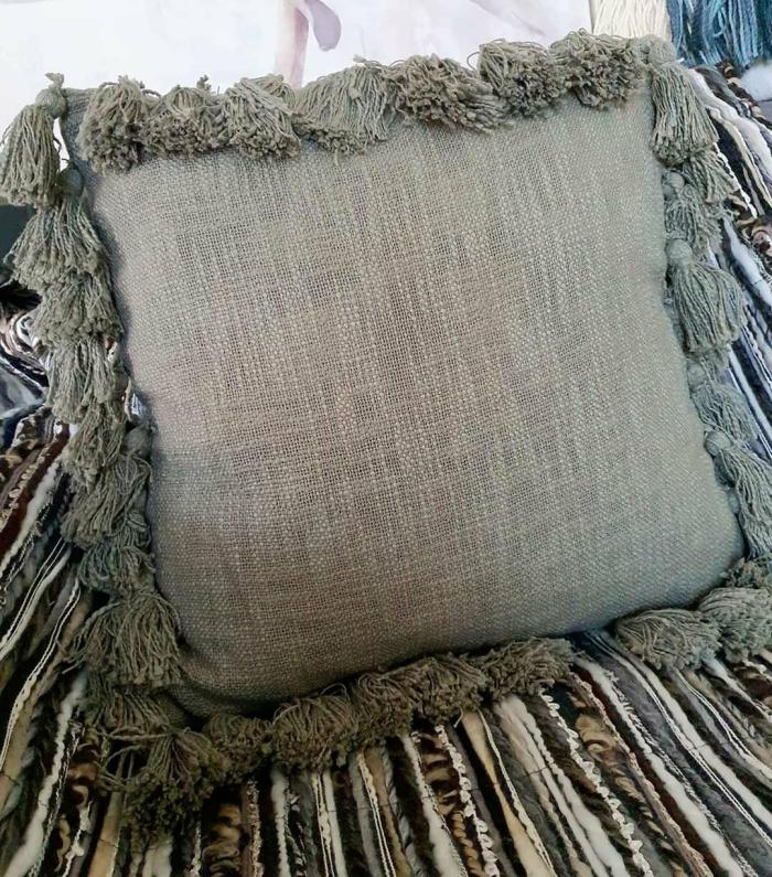 Cotton Tassle Cushion – Hunter Grey  |  Cushions Cushions Cushions