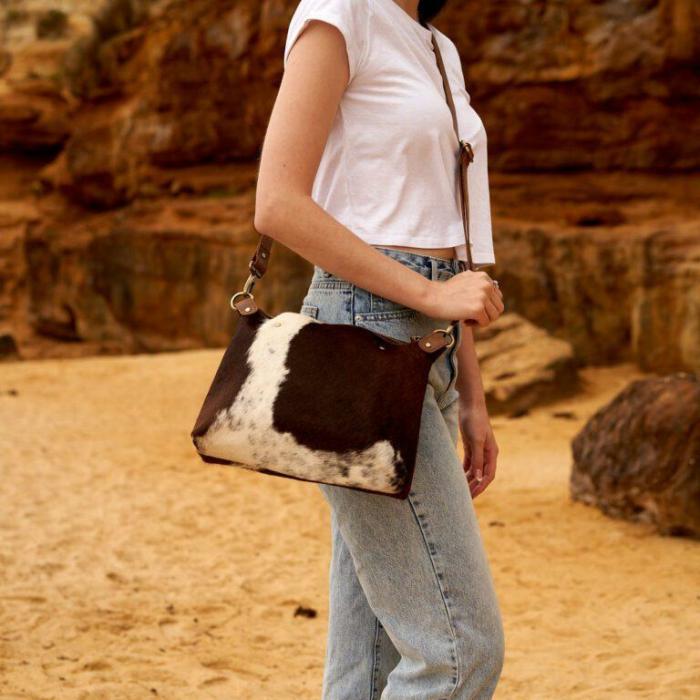 Cow Hide & Leather Crossbody Modern Handbag  |  Cow Lovers Cow Lovers Cow Lovers