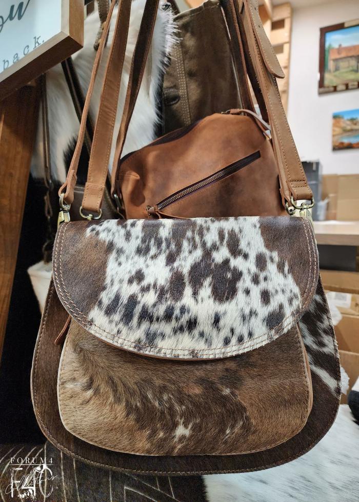 Cow Hide & Leather Western Boho Tote Handbag  |  Cow Lovers Cow Lovers Cow Lovers