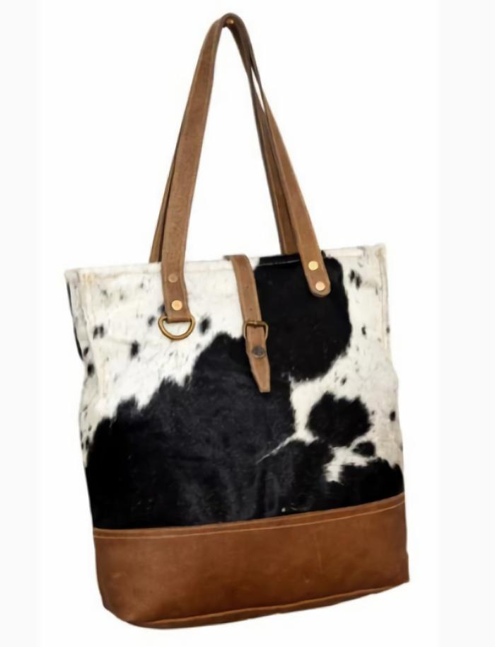 Cowhide And Leather Tote Bag  |  Cow Lovers Cow Lovers Cow Lovers