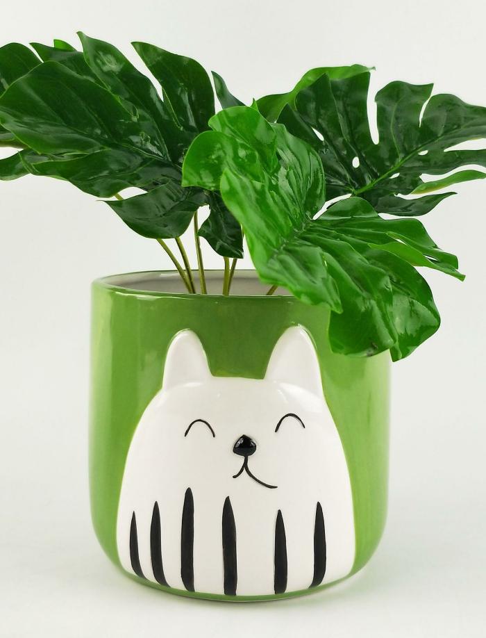 Cute Cat Planter – Green 14Cm  |  Planters & Vases Planters & Vases Planters & Vases