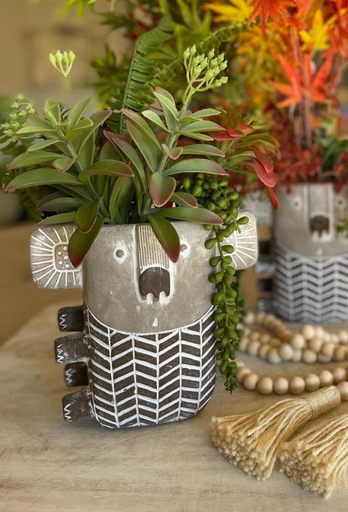 Cute Cement Koala Pot 15Cm  |  Planters & Vases Planters & Vases Planters & Vases