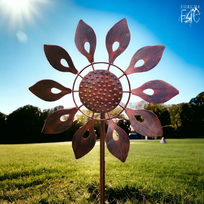 Dahlia Flower Wind Spinner – Bronze  |  Windspinners Outdoor Gardenwares Windspinners