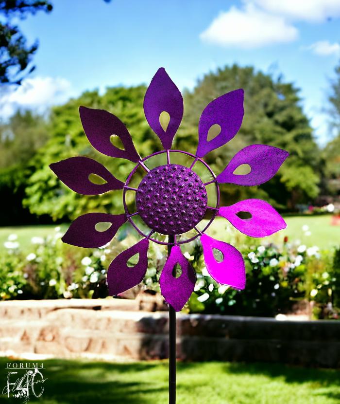 Dahlia Flower Wind Spinner – Fuchsia Purple  |  Windspinners Outdoor Gardenwares Windspinners