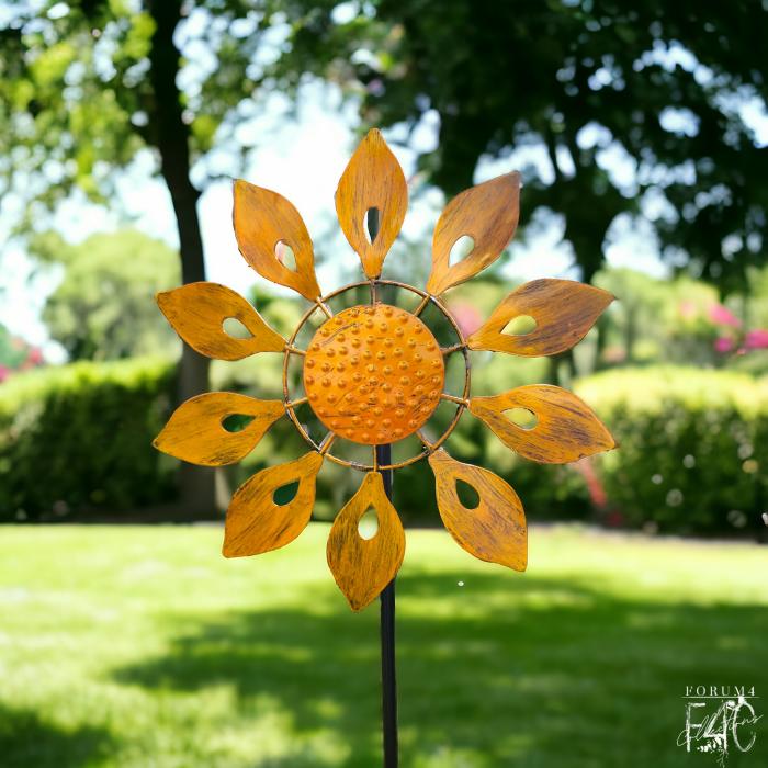 Dahlia Flower Wind Spinner – Gold  |  Windspinners Outdoor Gardenwares Windspinners