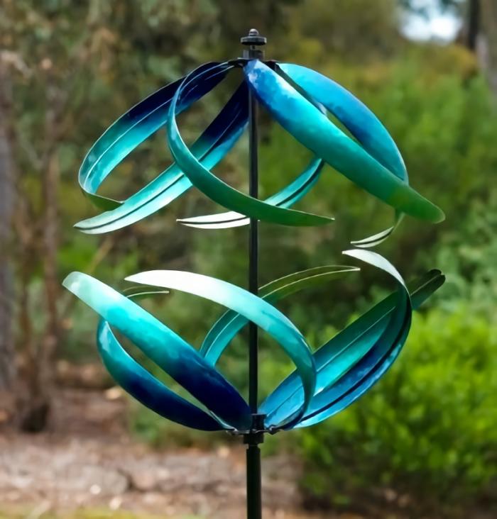 East Meets West Wind Spinner- Blue Wave  |  Windspinners Outdoor Gardenwares Windspinners