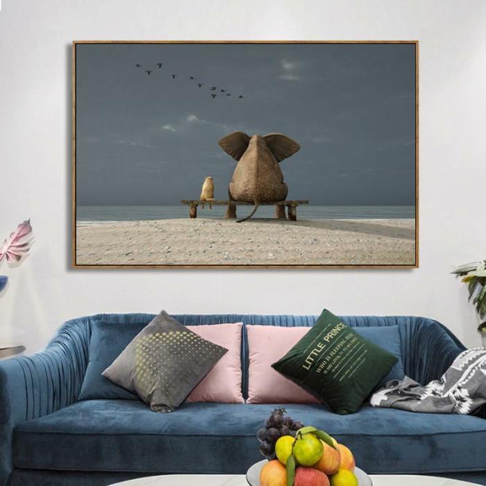 Elephant Best Friends – Framed Canvas Wall Decor  |  Framed Wall Canvas Art Framed Wall Canvas Art Framed Wall Canvas Art