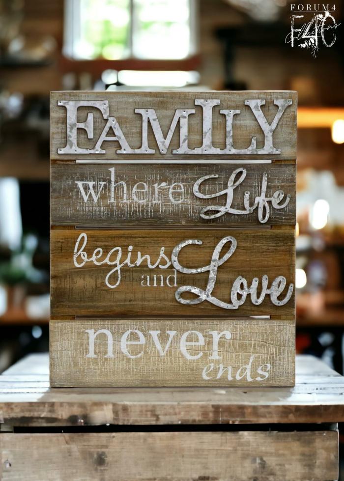 Family Life Love Quote Wall Art – Natural/Galv  |  Quote Wall Plaques Homewares Quote Wall Plaques