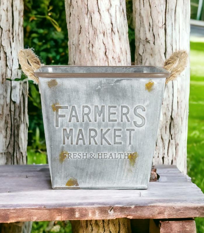 Farmers Market Galv-Rust Square Bucket Planter  |  Planters & Vases Planters & Vases Planters & Vases