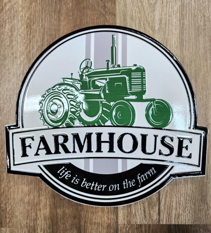 Farmhouse Tractor ‘Life Is Better On The Farm’ Enamel Wall Sign  |  Quote Wall Plaques Homewares Quote Wall Plaques