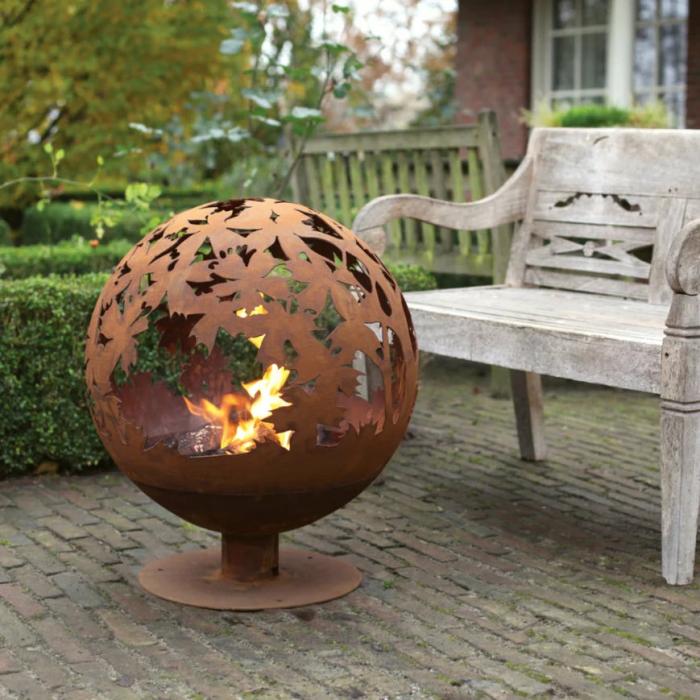 Fire Ball Pre – Rusted Laser Cut Fire Pit – Autumn Leaves  |  Rusty Garden Items Fire Pits Fire Pits