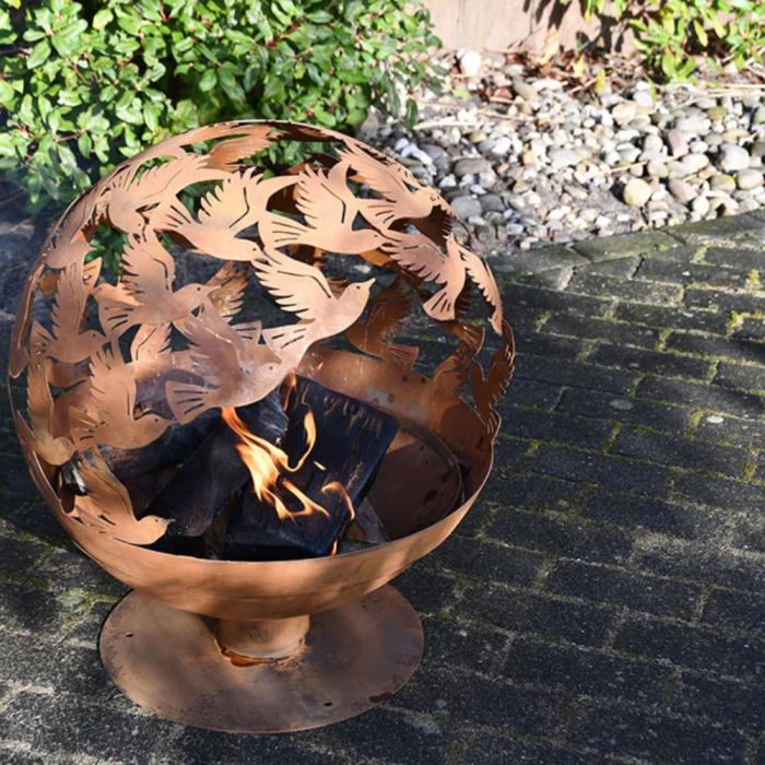 Fire Ball Pre – Rusted Laser Cut Fire Pit – Flying Birds  |  Fire Pits Outdoor Gardenwares Fire Pits