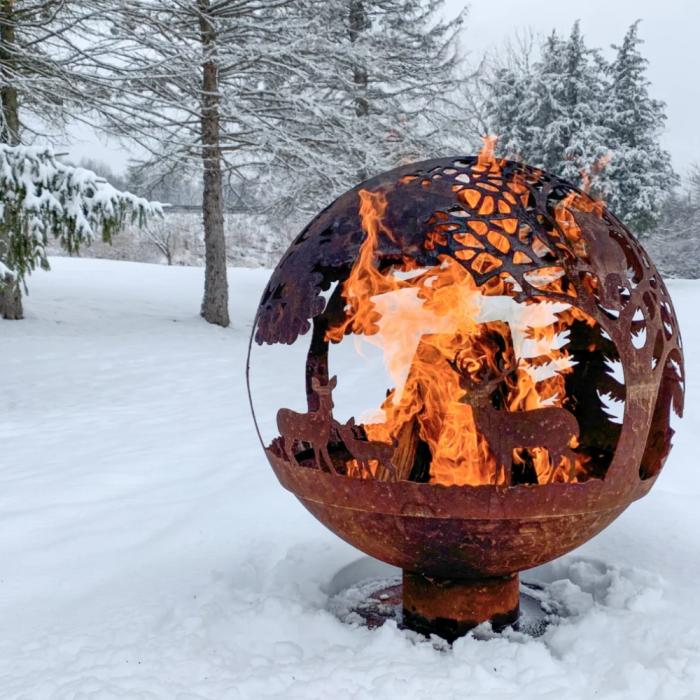 Fire Ball Pre – Rusted Laser Cut Fire Pit – Forest Scene  |  Fire Pits Fire Pits Fire Pits