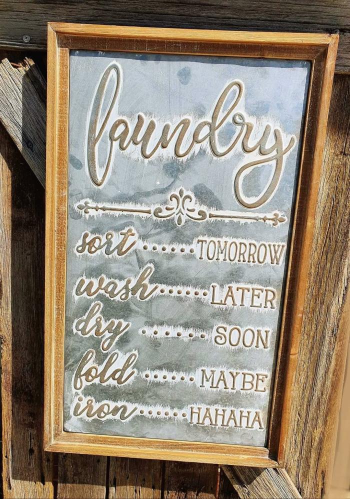 Framed Pressed Metal Laundry Rules Sign  |  Quote Wall Plaques Homewares Quote Wall Plaques