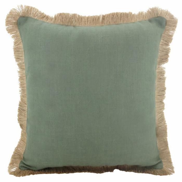 Fringed Border Sage Cushion  |  Cushions Cushions Cushions