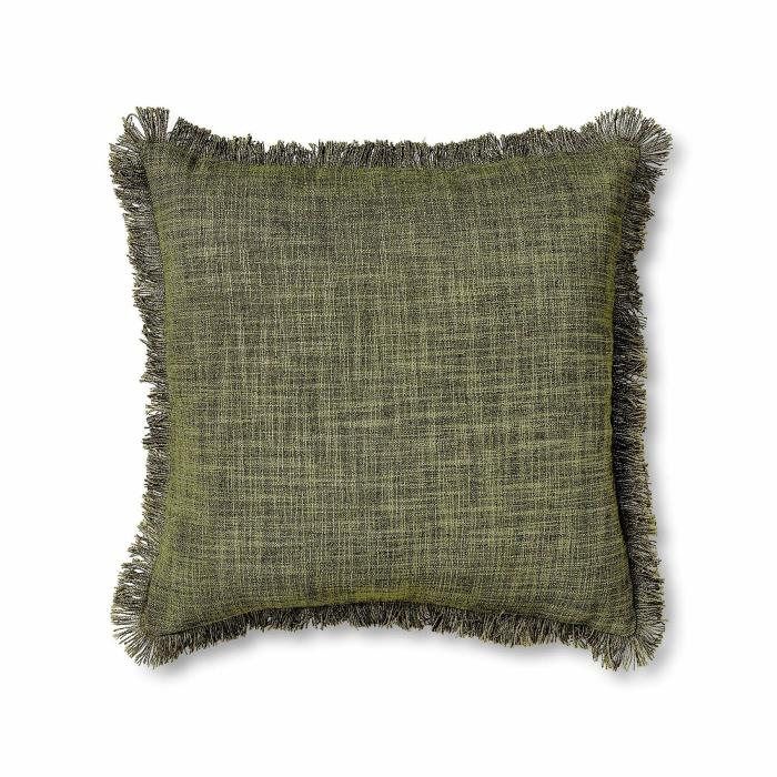 Fringed Eli Green Cushion 50Cm  |  Cushions Cushions Cushions