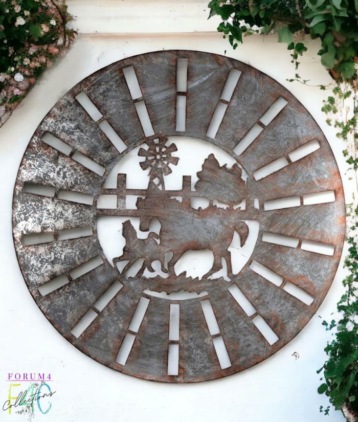 Galvanized Farmyard Horse Windmill Wall Art  |  Metal Decor Metal Decor Metal Decor