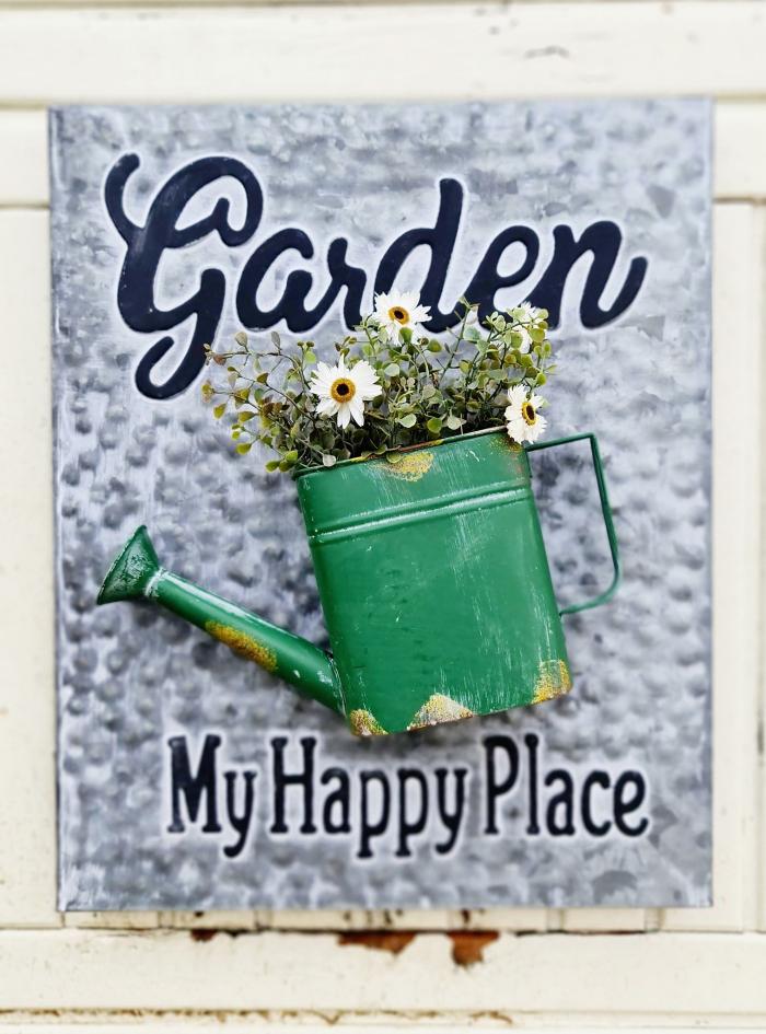 Garden My Happy Place Watering Can Wall Decor  |  Metal Decor Metal Decor Metal Decor